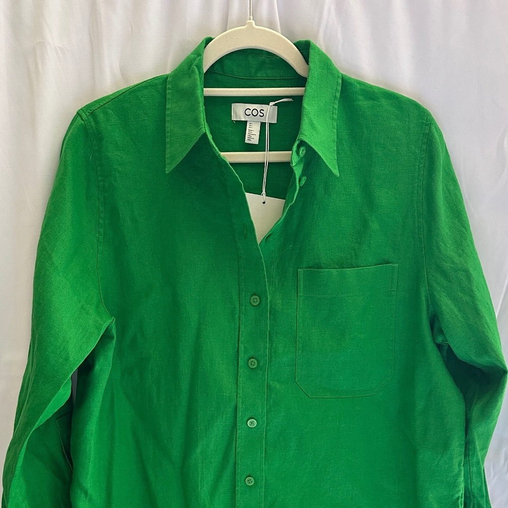 COS 100% linen shirt-  grass green